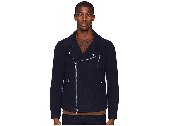 Eleventy Wool/cashmere Moto Jacket (navy) Men's Coat