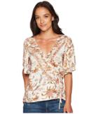 Lucky Brand Floral Print Wrap Top (multi) Women's Clothing