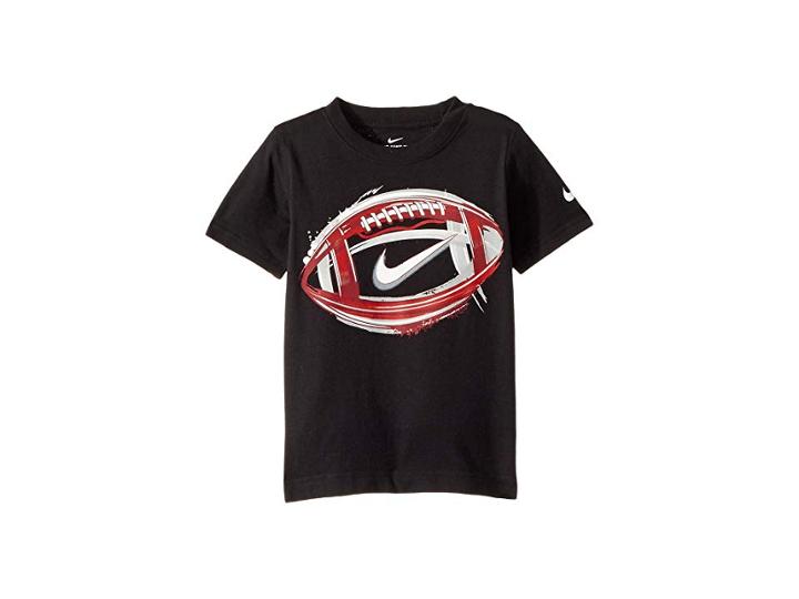 Nike Kids Brush Football Cotton Tee (little Kids) (black Denim/ice Blue) Boy's T Shirt
