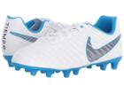 Nike Kids Tiempo Legend 7 Club Fg Soccer (toddler/little Kid/big Kid) (white/metallic Cool Grey/blue Hero) Kids Shoes