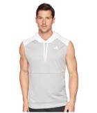 Adidas Team Issue Lite Short Sleeve Hoodie (medium Grey Heather/white/white) Men's Sweatshirt