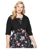Unique Vintage Plus Size Bolero Jacket (black Floral) Women's Coat
