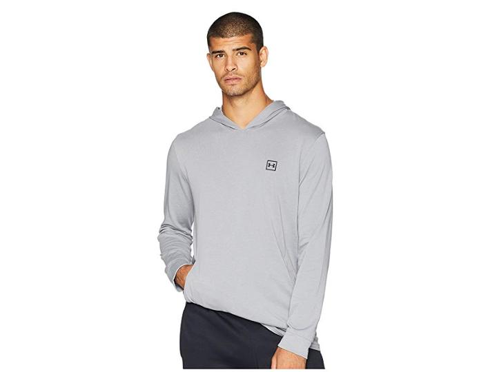 Under Armour Rival Jersey Hoodie (steel Light Heather/black) Men's Clothing