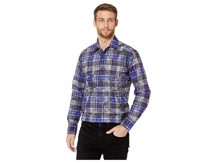 Robert Graham Akada Classic Fit Sports Shirt (cobalt) Men's Clothing