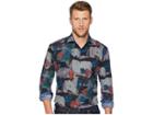 Bugatchi Long Sleeve Shaped Fit Woven Shirt (caviar) Men's Clothing