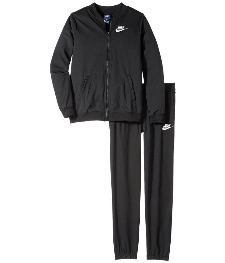 Nike Kids Sportswear Track Suit (little Kids/big Kids) (black/black/black/white) Girl's Workout Sets