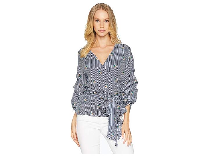 Bishop + Young Majorca Stripe Wrap Top (majorca Stripe) Women's Blouse