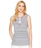 Tribal Yarn-dyed Jersey Tank Top With Embroidered Tape And Tassels (ink) Women's Sleeveless
