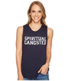 Spiritual Gangster Sg Varsity Muscle Tank Top (blue Moon) Women's Sleeveless