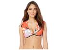 Trina Turk Shangri La Floral Cap Sleeve Underwire Top (flame) Women's Swimwear
