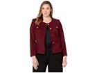 Tahari By Asl Double Woven Military Style Jacket (plum) Women's Clothing