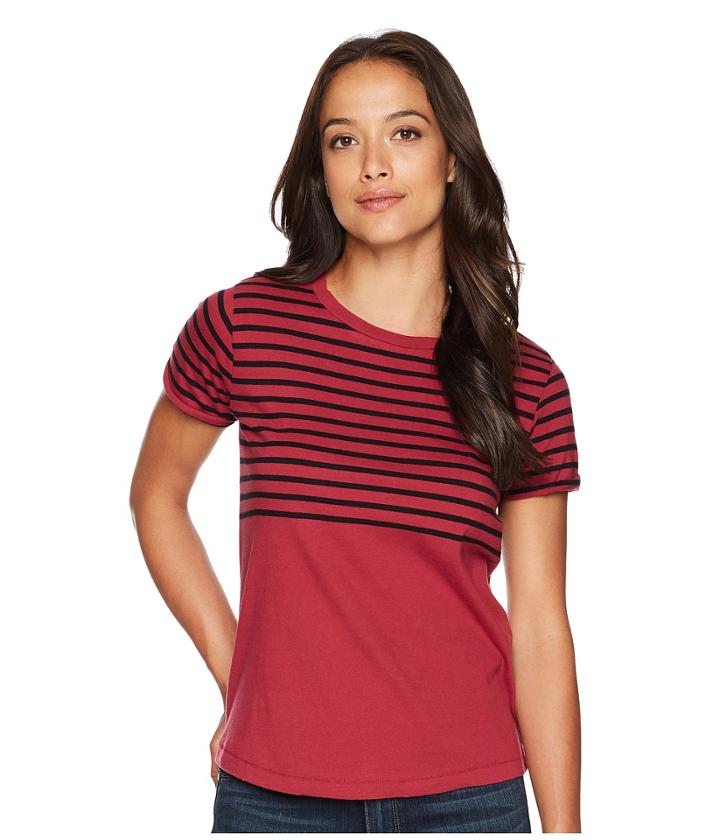 Lucky Brand Stripe Tee (red Multi) Women's T Shirt