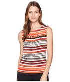 Calvin Klein Printed Pleat Neck Cami (spicy Orange Multi) Women's Clothing