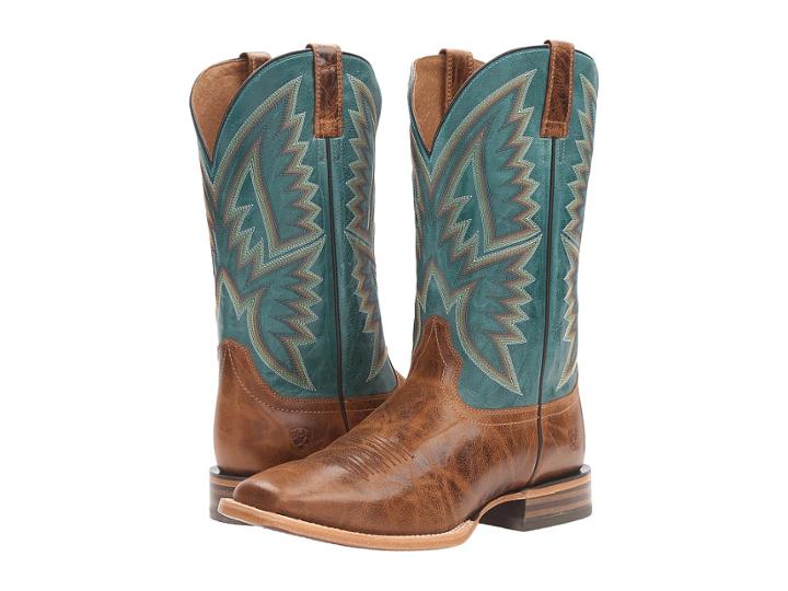 Ariat Hesston (peppered Tan/teal Blue) Cowboy Boots