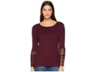 Tribal Crochet Bell Sleeve Sweater (blackberry) Women's Sweater