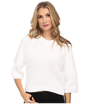 Michael Michael Kors Crop Crew Neck Shaker Sweater (white) Women's Sweater