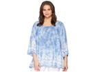 Karen Kane Plus Plus Size Embroidered 3/4 Sleeve Top (tie-dye) Women's Clothing