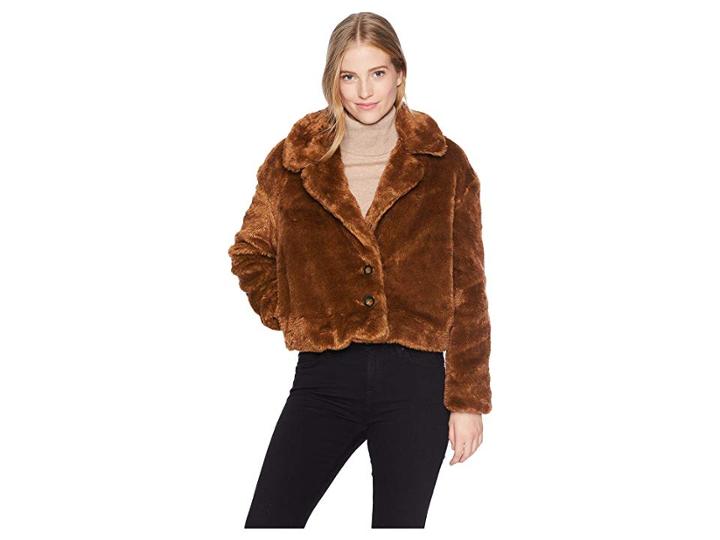 Free People Mena Fur Coat (brown) Women's Coat