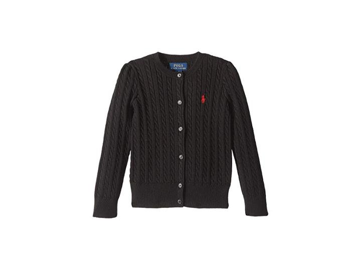 Polo Ralph Lauren Kids Cable-knit Cotton Cardigan (little Kids) (polo Black) Girl's Sweater