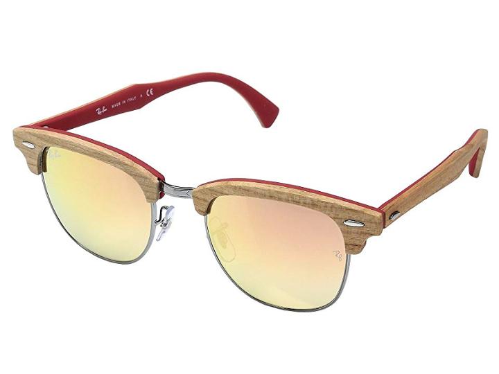 Ray-ban Clubmaster 51mm (cherry Tree Rubber Red/gunmetal/copper Flash Gradient) Fashion Sunglasses