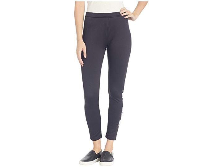 Juicy Couture Track Inked Heart Brushed Back Leggings (pitch Black) Women's Casual Pants