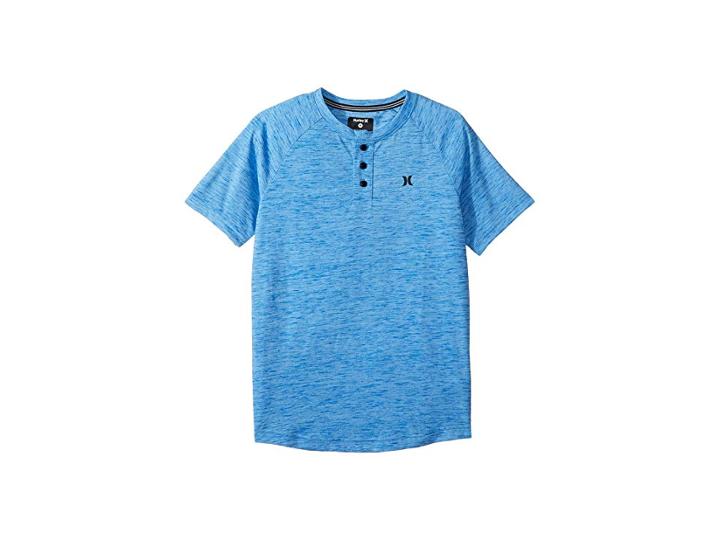 Hurley Kids Cloud Slub Henley (big Kids) (light Blue) Boy's Clothing