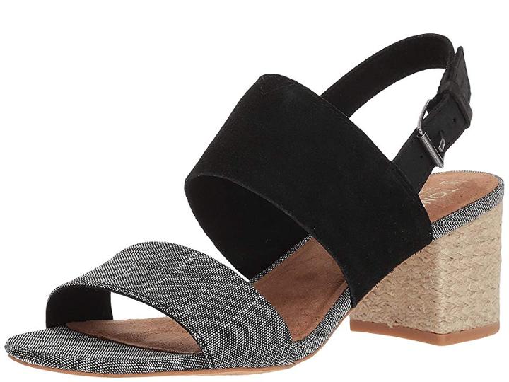 Toms Poppy (black Suede/chambray) Women's Sandals