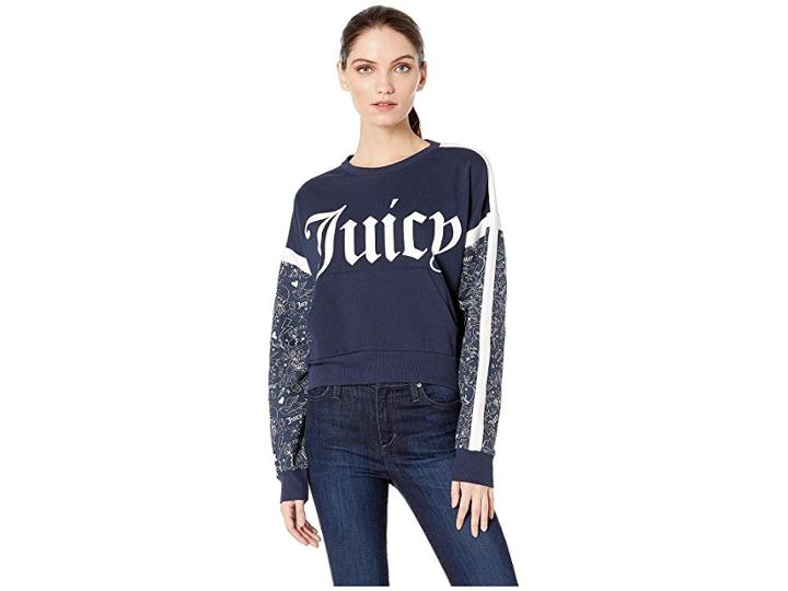 Juicy Couture Tattoo Print Easy Logo Pullover (regal) Women's Clothing