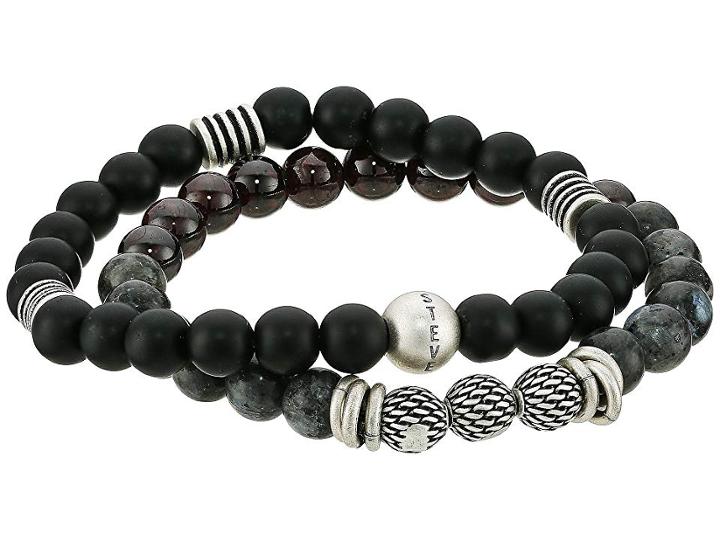 Steve Madden Textured Ball Duo Bracelet Set (black) Bracelet