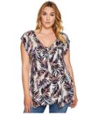 Lucky Brand Plus Size Palm Leaf Tank Top (natural Multi) Women's Sleeveless