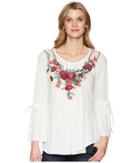 Scully Babe Soft Embroidered Bell Sleeve Tunic (ivory) Women's Clothing