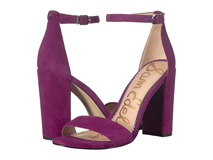 Sam Edelman Yaro Ankle Strap Sandal Heel (purple Plum Kid Suede Leather) Women's Dress Sandals