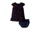 Janie And Jack Cap Sleeve Velvet Dress (infant) (navy Floral) Girl's Dress