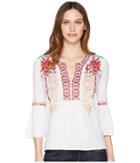 Johnny Was Veronica Flare Sleeve Blouse (white) Women's Blouse