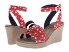 Crocs Leigh Graphic Wedge (red/white) Women's Wedge Shoes