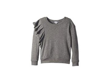 Splendid Littles Ruffle Sweatshirt (big Kids) (charcoal Heather) Girl's Sweatshirt