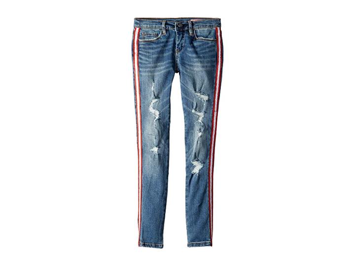 Blank Nyc Kids Denim Skinny With Navy Zipper Detail On The Side Of Leg In Jersey Girls (big Kids) (jersey Girls) Girl's Jeans