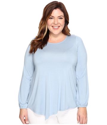B Collection By Bobeau Plus Size Milla Top (light Blue) Women's Clothing