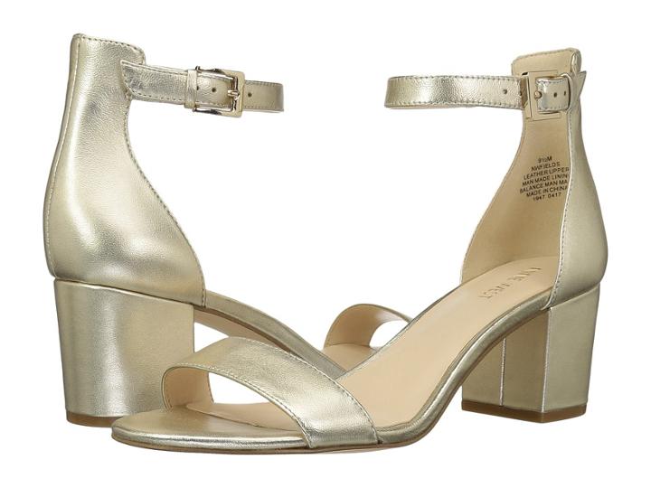 Nine West Fields Block Heel Sandal (gold Metallic) Women's Shoes