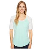 The North Face 3/4 Sleeve Flashdry Mini Stripe Tee (bermuda Green Heather) Women's Long Sleeve Pullover