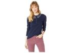 Chaps Cotton Slub 1x1 Rib Long Sleeve Knit (capri Navy) Women's Clothing