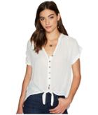 Lucky Brand Woven Tie Front Top (marshmallow) Women's Clothing