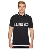 U.s. Polo Assn. Short Sleeve Slim Fit Fancy Pique Polo Shirt (black) Men's Clothing