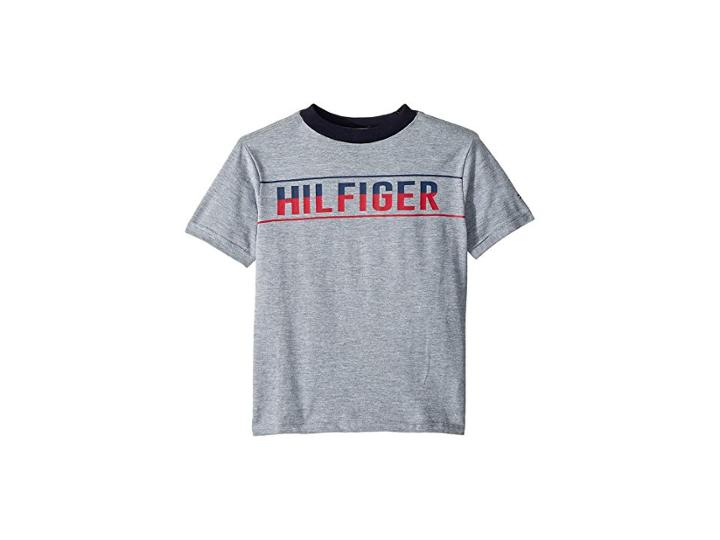 Tommy Hilfiger Kids Hilfiger Logo Graphic Tee (toddler/little Kids) (grey Heather) Boy's T Shirt