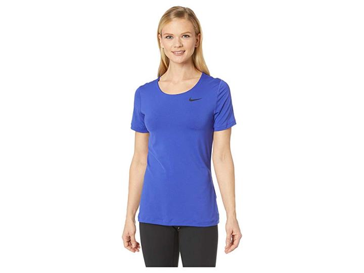Nike Pro Mesh Short Sleeve Top (light Concord/black) Women's Workout