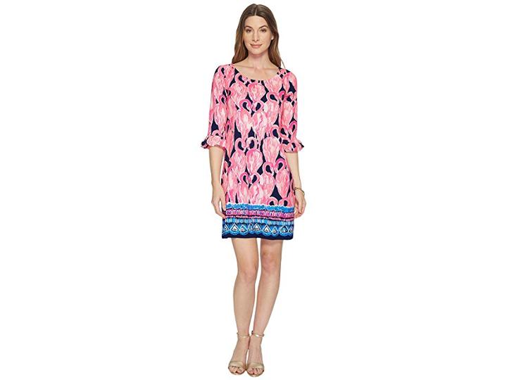 Lilly Pulitzer Upf 50+ Sophie Ruffle Dress (high Tide Navy Via Amor Engineered) Women's Dress