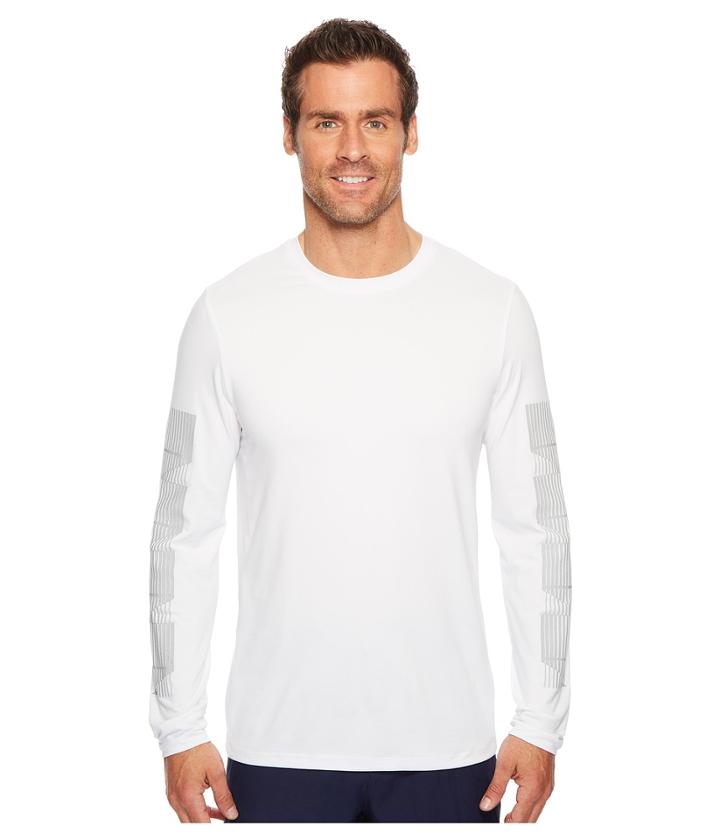 Perry Ellis Pe360 Active Print Stripe Crew Tee (bright White) Men's T Shirt