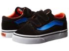 Vans Kids Old Skool V (toddler) (black/strong Blue) Boys Shoes