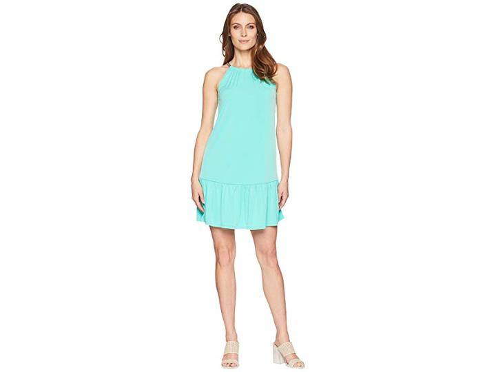 Michael Michael Kors Solid Chain Halter Dress (aqua) Women's Dress