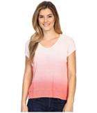 Mod-o-doc Textured Sweater Knit Dip Dye Boxy V-neck Pullover (rose) Women's Sweater